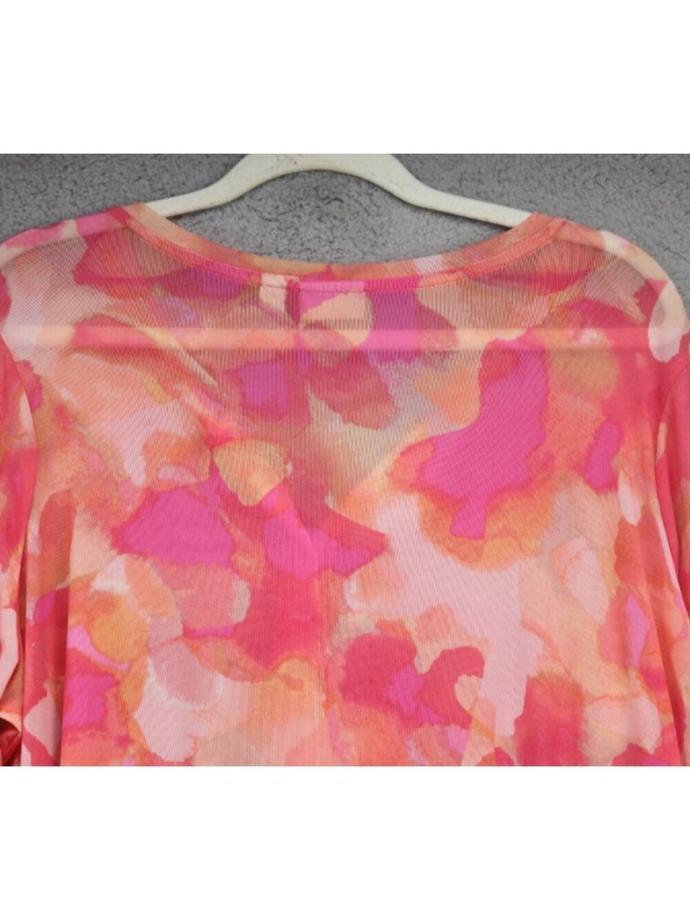 LOGO by Lori Goldstein Long Sleeve Mesh Sheer Button Up Top-Size 1X-Whimsigoth - Picture 10 of 11